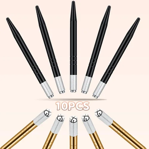 Miniatura 6 de Chumia 10 bolígrafos Microblading, bolígrafos manuales para cejas, herramientas manuales de aluminio, soporte manual ligero para suministros
