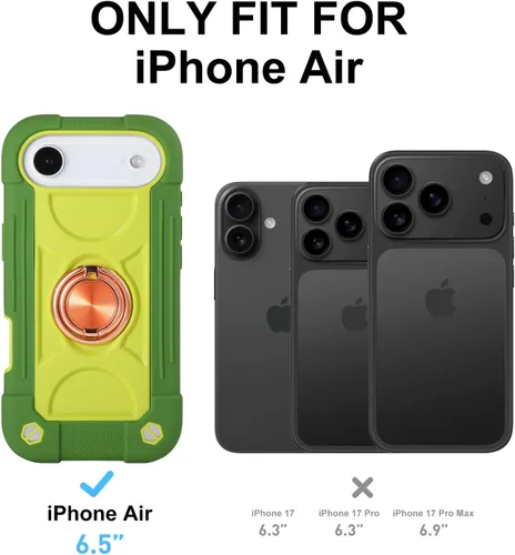 Miniatura 6 de MARKILL Funda compatible con iPhone Air de 6.5 pulgadas 2025 con soporte de anillo giratorio de 360 grados, protección contra caídas de grado