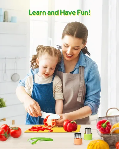 Miniatura 6 de 26 piezas de juego de cuchillos para niños, herramientas de cocina Montessori para niños pequeños para cocina real, juego de cuchillos libres de BPA