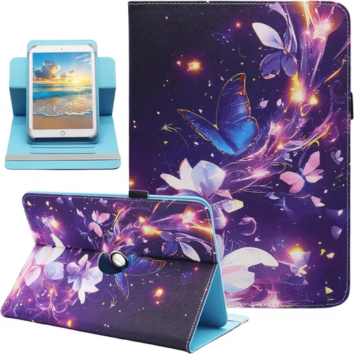 Miniatura 21 de Funda universal para tablet Android de 10 y 10.1 pulgadas, Dluggs de piel sintética con rotación de 360 grados, soporte multiángulo