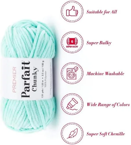 Miniatura 2 de Premier Yarns Parfait - Ovillo de felpilla grueso, 3.5 onzas, 6 unidades, peso súper voluminoso, paquete de 3 unidades con soportes para punto