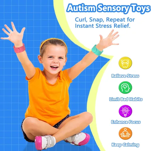Miniatura 3 de Pulseras de silicona texturizada, juguetes sensoriales para niños y adultos, herramientas calmantes para autismo, TDAH, ansiedad y estrés, juguetes