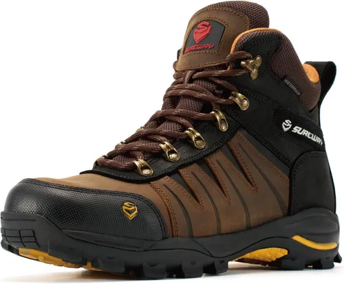 Miniatura 8 de SUREWAY Men's 6" Waterproof Work Boots - Soft Toe,Leather Lace Up,EH Rated, Slip Resistant Outsole for Construction, Roofing & Hunting Work Boots