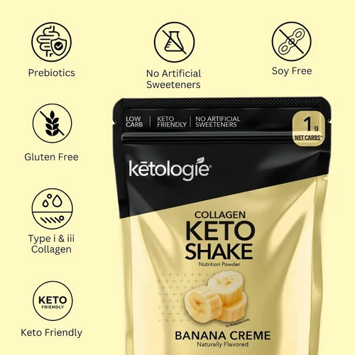 Miniatura 2 de Keto - Batido de colágeno con aceite de coco, prebióticos, péptidos de colágeno hidrolizados alimentados con pasto tipo I y III, bajo