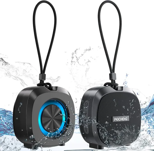 PEICHENG Altavoz, pequeño altavoz portátil Bluetooth inalámbrico IPX5 impermeable para ducha, sonido estéreo fuerte, graves profundos, par TWS, Rosa