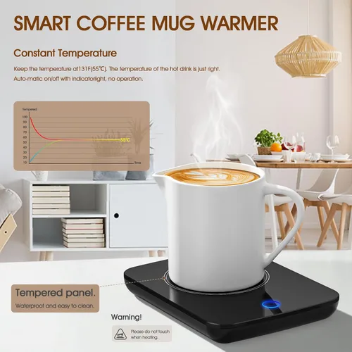 Miniatura 2 de Misby calentador de tazas, calentador de tazas de café con apagado automático, calentador de café por inducción por gravedad para uso en el Negro