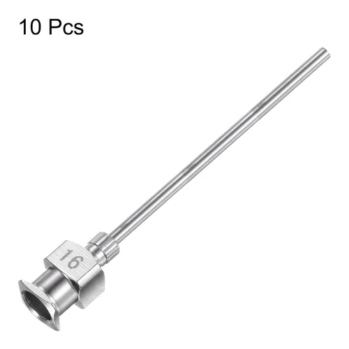 Miniatura 3 de HARFINGTON 10 agujas dispensadoras de acero inoxidable calibre 16, 1 1/2 pulgadas, tubo de aguja de pegamento de metal, puntas romas, Luer Lock