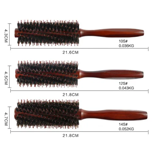 Miniatura 2 de 2 cepillos redondos para el cabello con cerdas de jabalí, cepillo de pelo rizado para secar, peine desenredante, peine de masaje, herramientas