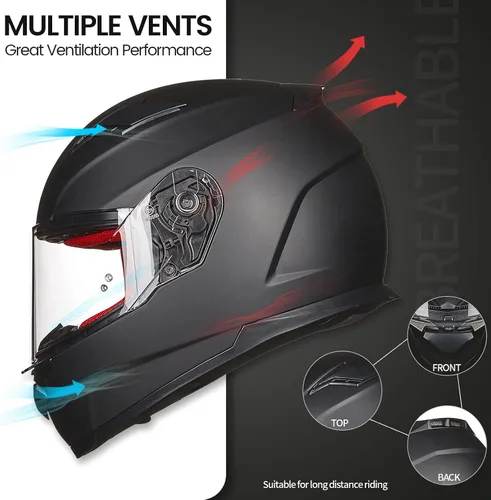 Miniatura 3 de ILM Cascos integrales para moto de nieve y motocicleta para hombres y mujeres, deportivos duales, con Pinlock antiniebla para adultos, modelo DOT 817