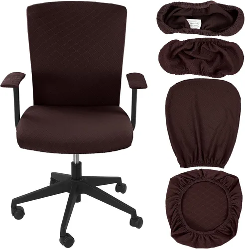 Miniatura 15 de Tallew Juego de 4 fundas para sillas de oficina, fundas protectoras universales para sillas de computadora, fundas elásticas para reposabrazos