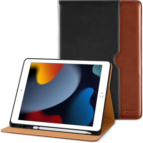 Miniatura 15 de DTTO para iPad de 9ª/8ª/7ª generación de 10.2 pulgadas 2021/2020/2019, funda tipo cartera de negocios de cuero premium con soporte para Apple Pencil