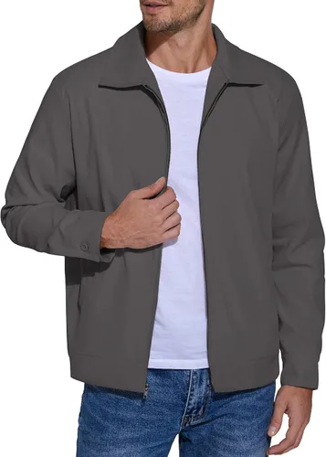 COOFANDY Chaqueta ligera con cremallera para hombre Eisenhower para trabajo, oficina, casual, para golf