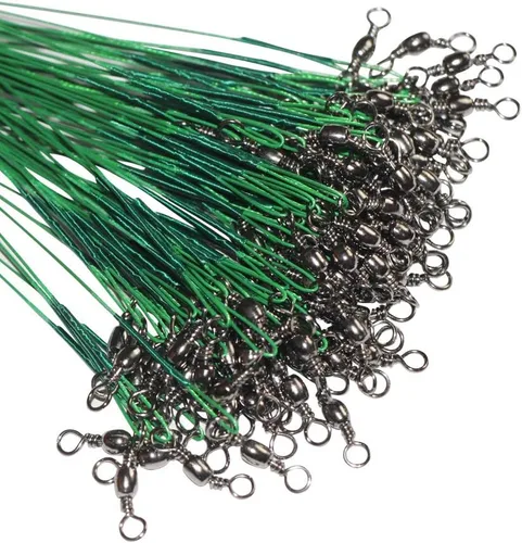 60 piezas de líderes de alambre de pesca con revestimiento de nailon, líderes de línea de pesca con emerillones y broches de 6 pulgadas, 9 pulgadas,