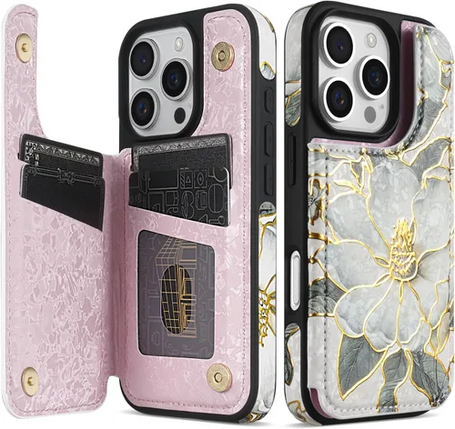 Miniatura 14 de NNH Funda tipo cartera compatible con iPhone Xs Max con bloqueo RFID, ranuras para tarjetas, folio de piel sintética, función atril, doble cierre