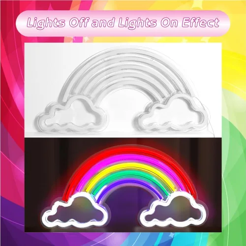 Miniatura 5 de Luz de neón para niños, luz de arcoíris de neón para niños, alimentada por USB, letreros LED para dormitorio, letrero de neón para decoración