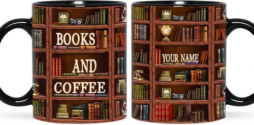 Miniatura 13 de B62112 - Taza de bibliotecario personalizada, motor de búsqueda original, estante de biblioteca, taza para amantes de los libros, color negro, 11