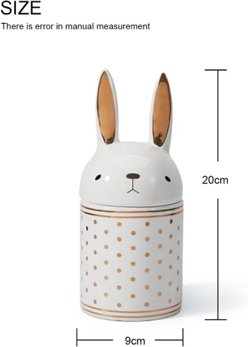 Miniatura 6 de HAUCOZE Tarro de galletas de conejo decorativo para dulces con tapa, regalos de arte moderno, de cerámica, 8.1 pulgadas