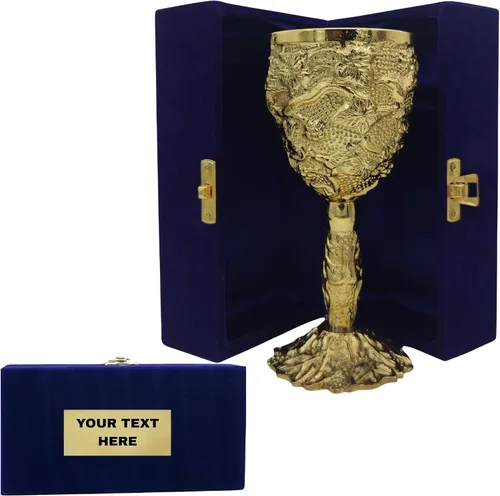 Cáliz medieval hecho a mano de latón chapado en oro, 6 onzas, juego de tazas hechas a mano para regalos espirituales, decoración de fantasía o
