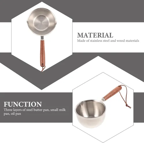 Miniatura 2 de SHERCHPRY Cacerola de acero inoxidable con mango de madera multifunción para cocinar