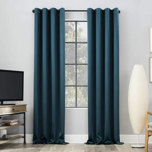 Miniatura 3 de Sun Zero Nordic Juego de 2 paneles de cortinas 100 % opacas con ojales, calidad de teatro, 52 x 96 pulgadas, verde azulado