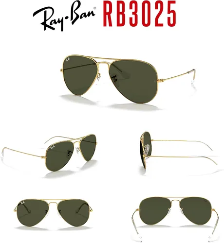 Miniatura 117 de Ray-Ban RB3025 - Lentes de sol de aviador de metal para hombre y mujer + paquete con kit de cuidado de gafas iWear de diseñador