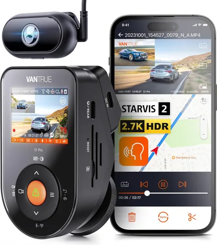 Miniatura 10 de Vantrue S1 Pro Dash Cam frontal STARVIS 2, mini cámara de tablero de 2.7 K para automóviles, ADAS, control de aplicaciones, WiFi GPS integrado