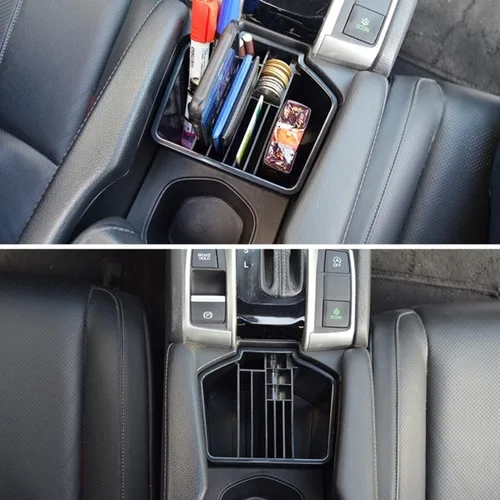 Miniatura 2 de Caja de almacenamiento de consola central para Honda Civic de 10ª generación 2016-2021, bandeja de inserción, organizador de automóvil