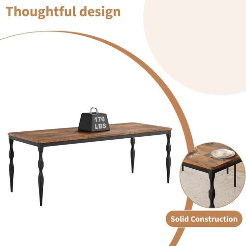 Miniatura 5 de IDEALHOUSE Mesa de comedor de granja rectangular de 78 pulgadas para 6-8 personas, mesa de cocina de madera con patas resistentes, mesa de cocina
