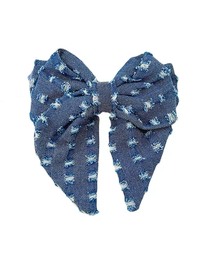 Miniatura 6 de Pinza para el pelo de mezclilla azul, con lazo para niñas, color azul, vaqueros, pasador para el pelo para niñas, lazos grandes, BW01 (azul claro)