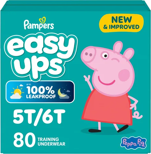 Miniatura 20 de Easy Ups - Pantalones de entrenamiento para niñas y niños, talla 4 (2T3T), 25 unidades, ropa interior absorbente de Peppa Pig, hasta un 100% a