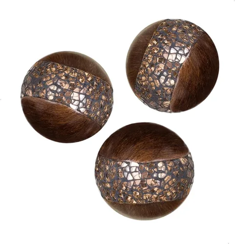 Creative Scents Schonwerk - Orbes decorativos de nogal marrón para cuencos y rellenos de jarrones (juego de 3) bolas de resina para sala, comedor,