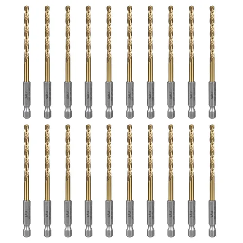 Juego de brocas de cobalto SALI, paquete de 20 piezas de 11/64 pulgadas de acero de alta velocidad con vástago hexagonal brocas Jobber, para madera