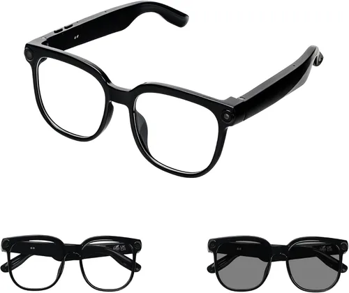 Miniatura 11 de Lentes inteligentes AI, Bluetooth 5.4 con altavoces de oído abierto y asistente de voz, traducción en tiempo real, lentes de luz anti-azul