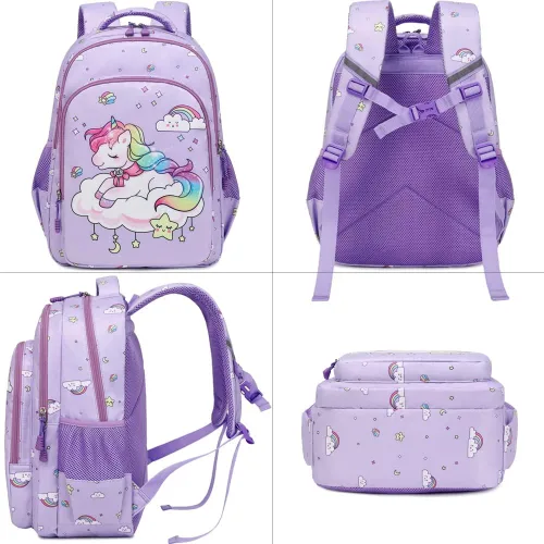 Miniatura 3 de Juego de mochila para niñas y adolescentes, mochila escolar para niños con bolsa para el almuerzo, estuche para lápices, mochilas escolares