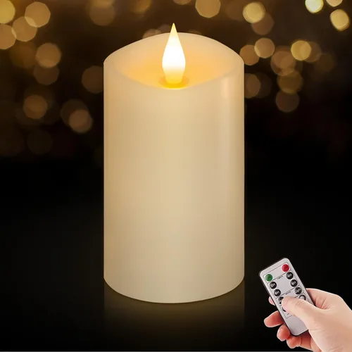 Miniatura 36 de Juego de 1 velas sin llama de 3 x 4, batería de 2 AA, 600 horas, velas parpadeantes con temporizador, velas sin llama de 4 pulgadas con control