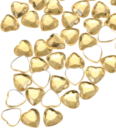 Miniatura 34 de MECCANIXITY 60 calcomanías acrílicas de diamantes de imitación de corazón de 0.315 in con parte trasera plana, gemas de plástico para manualidades