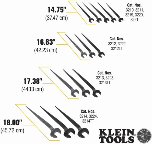 Miniatura 3 de KLEIN TOOLS 3212TT Llave de boca abierta de construcción con orificio para amarrar, fabricada en EE. UU., apertura nominal de 1-1/4 pulgadas, perno