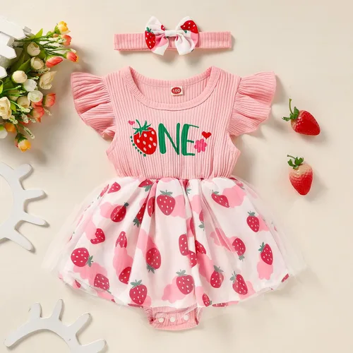 Miniatura 42 de GRNSHTS Traje de bebé niña 1er cumpleaños traje acanalado tul mameluco princesa pastel Smash sesión de fotos ropa + diadema