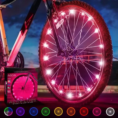 Miniatura 15 de Activ Life Luces LED para rueda de bicicleta con pilas incluidas. Obtén 100% más brillantes y visibles desde todos los ángulos para la máxima