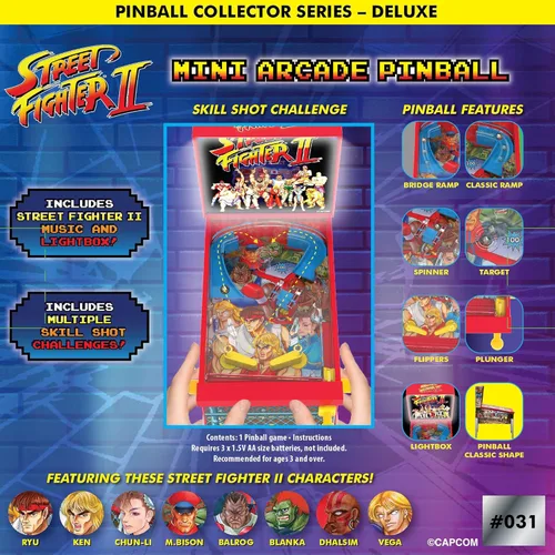 Miniatura 4 de Street Fighter II: Mini Arcade Pinball - Serie de coleccionistas, luces y sonidos, juego de mesa clásico, desafíos de tiro de habilidad, juguete