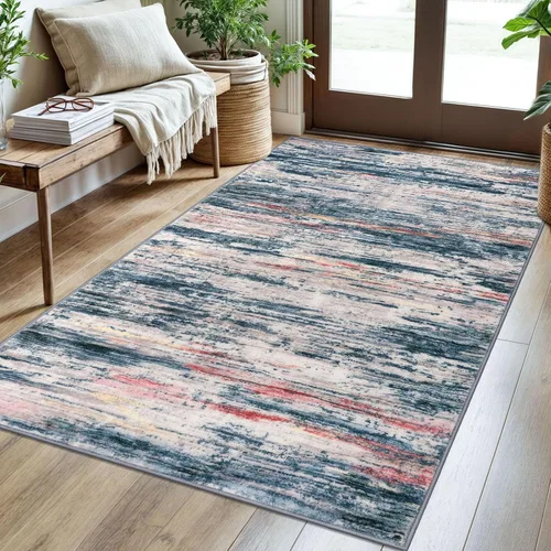 Miniatura 116 de SIILOOM 2 x 3 Alfombra moderna y abstracta para entrada, alfombra neutra azul marino gris multicolor súper suave de área pequeña, alfombras lavables