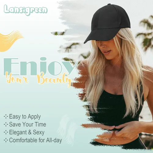 Miniatura 6 de Peluca de gorra de béisbol para mujer, gorra de béisbol con extensiones de cabello, gorra ajustable adjunta de 24 pulgadas de largo, ondulada