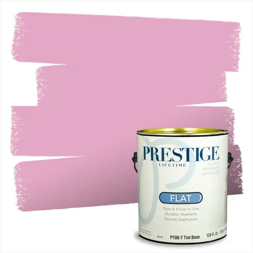 Miniatura 232 de Prestige Paints E100-T-SW6591 Pintura exterior e imprimación en uno, 1 galón, plano, combinación comparable de Sherwin Williams Amaryllis, 1 galón