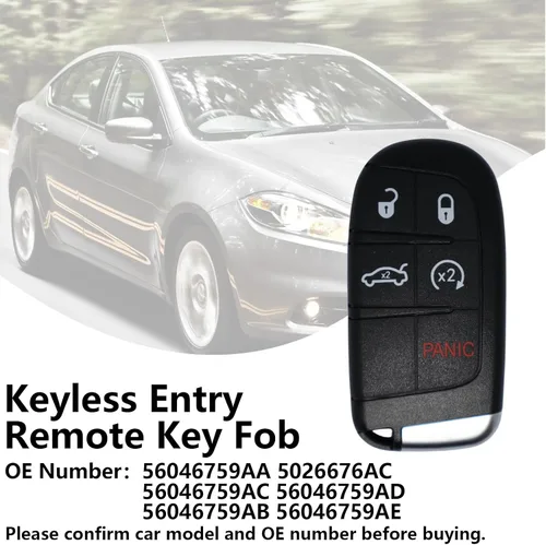 Miniatura 2 de M3N-40821302 433 Mhz 5 botones de entrada remota sin llave para Dodge Charger 2011-2018 para Dodge Challenger 2015-2018 Reemplazar 56046759AA