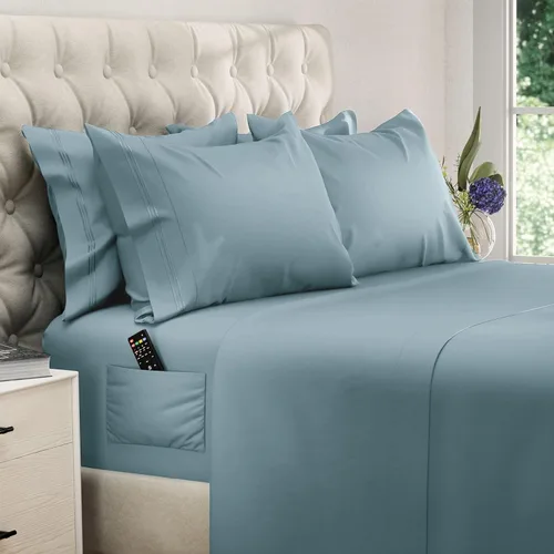 Miniatura 40 de DREAMCARE Juego de sábanas California King, 6 piezas, sábanas refrescantes para cama, sábanas Cal King de hasta 21 pulgadas de profundidad, 02