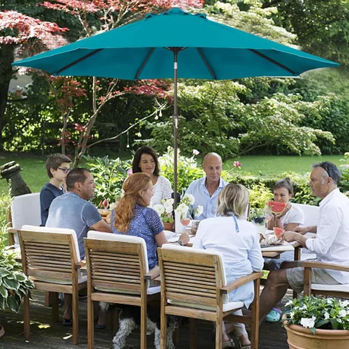 Miniatura 6 de Blissun - Sombrilla de aluminio para patio al aire libre de 9 pies, sombrilla de mesa para exteriores, sombrilla de jardín, sombrilla de mercado