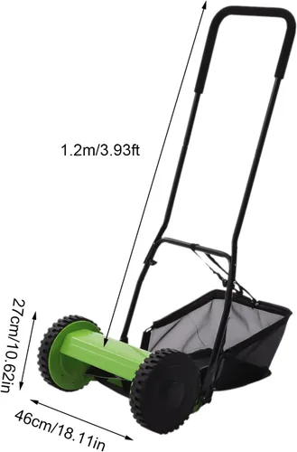 Miniatura 4 de Futchoy Cortacésped manual de 12 pulgadas con bolsa de colección de 23 litros, 5 cuchillas