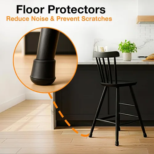 Miniatura 3 de Shepherd - Paquete de 40 protectores de suelo antideslizantes con punta de goma redonda – Diámetro interior de 1 pulgada para sillas, taburetes