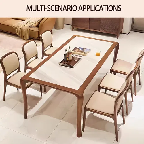 Miniatura 7 de Sillas de comedor de madera sin brazos, sillas de cocina de comedor, silla de escritorio de cocina de nogal con soporte trasero, silla