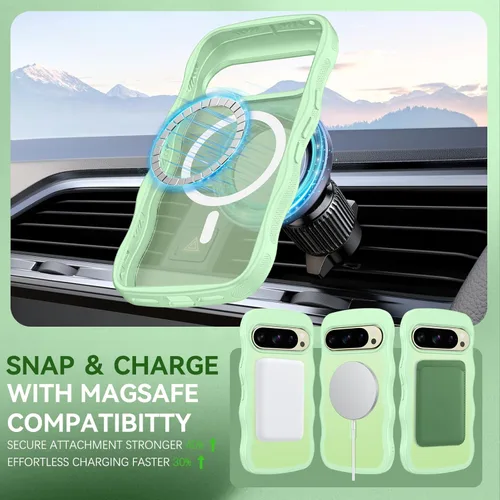Miniatura 4 de BENTOBEN Magnetic for Google Pixel 10 Case Cute, Curly Wavy Pixel10 Case [Compatible with MagSafe], Anti-Slip Shockproof Matte Slim Women Girls Boys